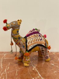 Vintage Indian Folk Art Camel Hand Woven Fabric Mirrors Beads Rajasthan