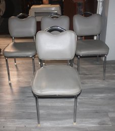 Set Of 4 Retro Diner Chairs. Grey/chrome