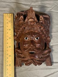 Hand Carved Wooden Asian Mask 6in Wall Hanging Home Decor