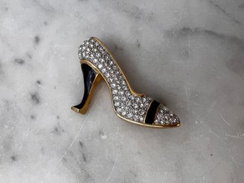 High Heel Enamel & Rhinestone Brooch