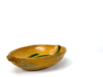 Primitive Mexican Clay Bowl With Grain Motif