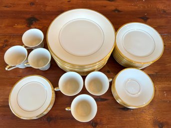 Set Of Lenox Gold Trimmed Fine China - Dimension Collection 'Eternal' Pattern