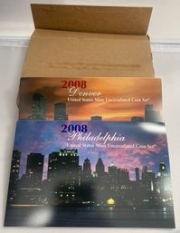 2008 United States Mint Uncirculated Coin Sets Denver And Philadelphia