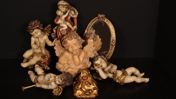 HAND CARVED CERAMIC & WOODEN CHERUBS & ANGELS BY MASTER CARVERS IN OBERAMMERGAU, BAVARIA, GERMANY