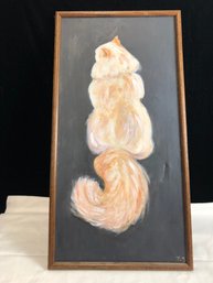 Framed Cat Oil Painting