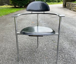 A Vintage Italian Modern Stiletto Chair In Chrome And Stitched Leather By Arrben