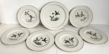 Set Of Abercrombie & Fitch Game-bird Plates: 6 Salad Plates And 1 Large Plate