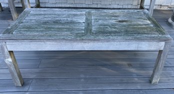 A Weathered Teak Wood Outdoor Coffee Table By Outdoor Design.