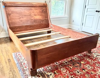 Stained Pine Queen Sleigh Bedstead