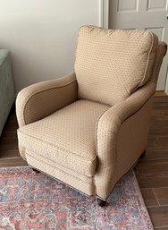 Ethan Allen Upholstered Club Chair Armchair With Brass Nailheads On Wheels