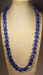 Signed Heidi Daus Large Blue Crystal Beaded Necklace W Fancy Deco Style Clasp