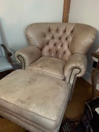 Beautiful Drexel Heritage Leather Chair & Ottoman