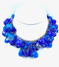 Vintage Confetti Style Blue Baubles Necklace