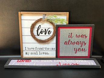 A Grouping Of Inspirational Wall Signs About Love