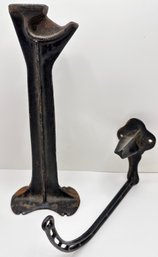 Vintage Cast Iron Cobbler's Shoe Repair Stand & Wall Hook