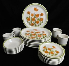 Vintage Meadowbrook Stoneware, Spring Collection - California Poppies