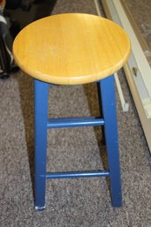 Pair Of Blue And Wood Stools 24 In