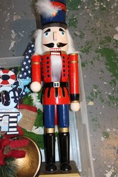 Large Nutcracker And Other Decor Bin