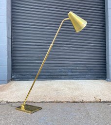 Unique Mid Century Adjustable Brass Cone Floor Lamp