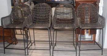 Beautiful Outdoor Bar Chairs Woven Brown (heavy)