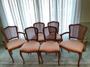 Set Of Six Vintage Provincial Style, Cane Back Dinning Chairs.