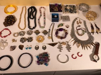 Interesting Group Lot Of Vintage / Modern Jewelry - Might Be Some Silver - All Pieces You See For One Bid !