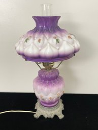 Vintage Hand Painted Purple Hurricane Lamp