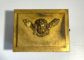 Vintage Cherub Gold Painted Metal Conceal-all  For Bath And Kitchen Accessories A. MARCHAND, INC