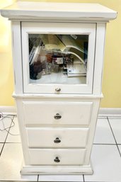 Primitive Distressed White Storage Cabinet