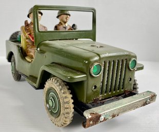 Vintage Japanese Tin Military Jeep With Figures