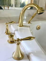A Polished Brass Platform Tub Filler  - Faucets And Handheld Shower Head - Her Bath