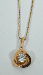 GORGEOUS 14K GOLD DIAMOND DROP PENDANT NECKLACE