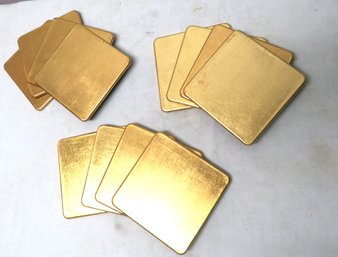 12 Gold Square Festive Drink Coasters