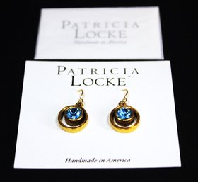 Patricia Locke Rhinestone Gold Tone Pierced Earrings