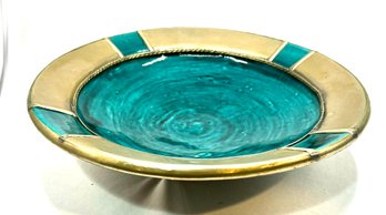 Unique Large Moroccan Terracotta Turquoise Blue Bowl