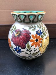 Gouda Bertino Royal Zuid Holland Floral Vase Hand Painted - Excellent Condition - 50s