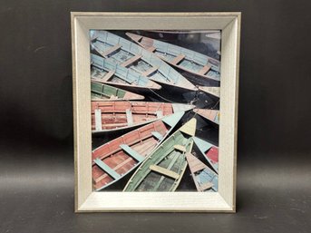 A Deep 9x11 Wood Frame With Boats