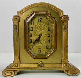 Vintage Gilt Metal Art Deco Desk Clock