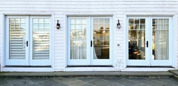 Three Anderson French Door Units With Arts & Crafts / Coastal Panes
