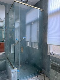A Frameless Glass Shower Enclosure - His Bath