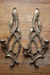 Vintage Pair Of Wooden Candle Sconces