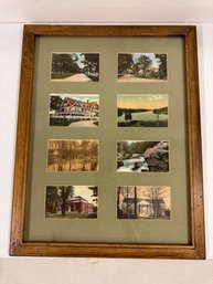 Vintage Two Sided Framed Set Of Postcards Of Local CT Towns - Ridgefield And New Canaan