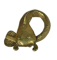 Gilded Gold Tone Brooch Signed Prehistoric Fish