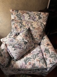 Vintage Floral Upholstered Easy Chair With Cushions