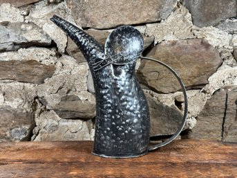 A Charming Mouse Watering Can In Hammered Metal