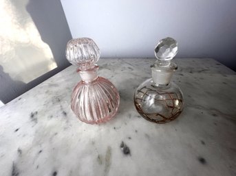 Pair Of Vintage Glass Scent Bottles