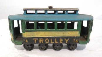 Vintage  Cast Iron 14 Trolley Street Car