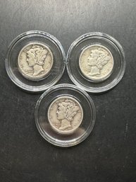 Lot Of 3 Mercury Silver Dimes