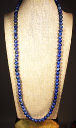 Fine Genuine Lapis Lazuli Beaded Necklace 28' Long