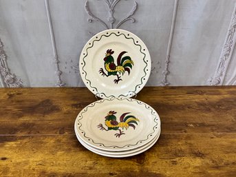 Metlox Poppytrail Rooster Dinner Plates Set/4